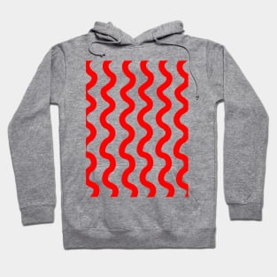 Red vertical wavy curly lines Hoodie